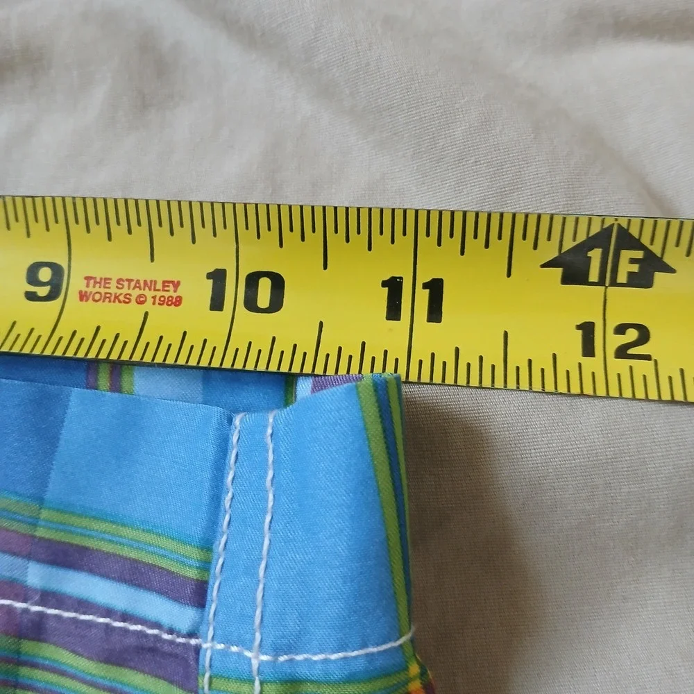 Chaps Swim Trunks Mens Medium Blue Plaid Cargo Pocket Board Shorts